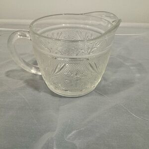 Vintage Clear Pressed Glass Floral Creamer Pitcher
